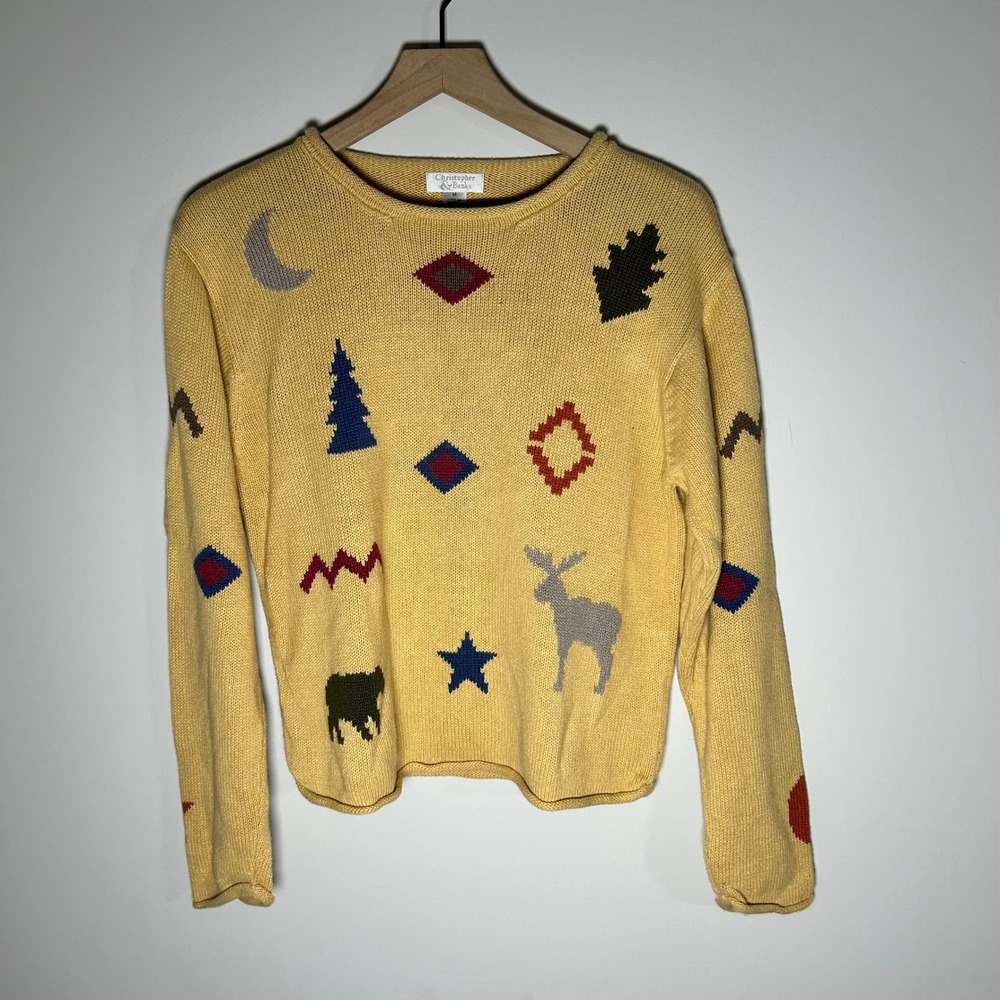 Vintage Christopher & Banks Roll Neck Sweater Womens Medium Nature Animal Motif